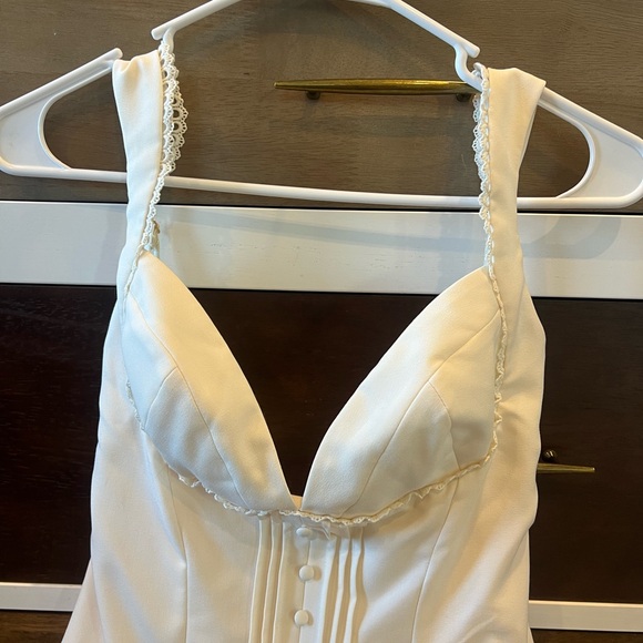 Oh Polly Cassandra Cream Ivory Mini Dress Button-Details - Picture 7 of 11